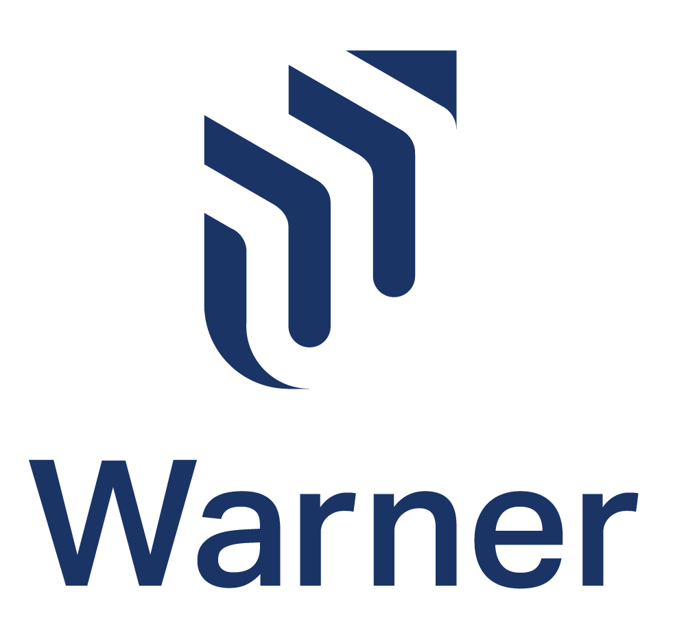 A blue logo with the word warner on it.